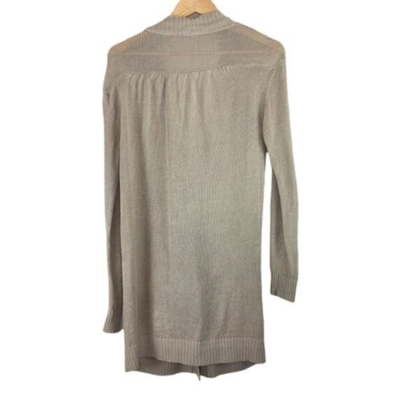 Vince Linen Lightweight Knit Tan Button Front Duster Cardigan - Picture 8 of 8